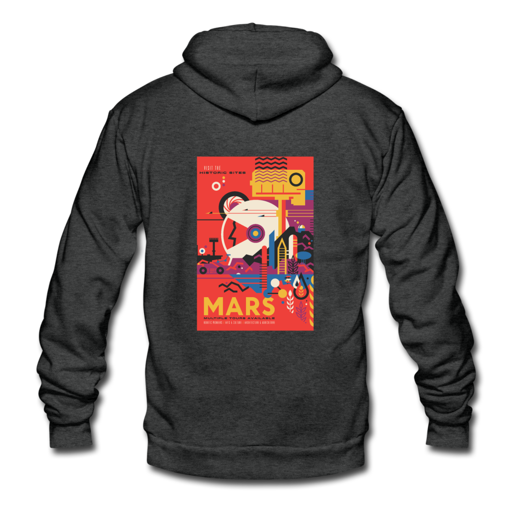 "Visit the Historic Sites - MARS" Unisex Fleece Zip Hoodie - charcoal gray