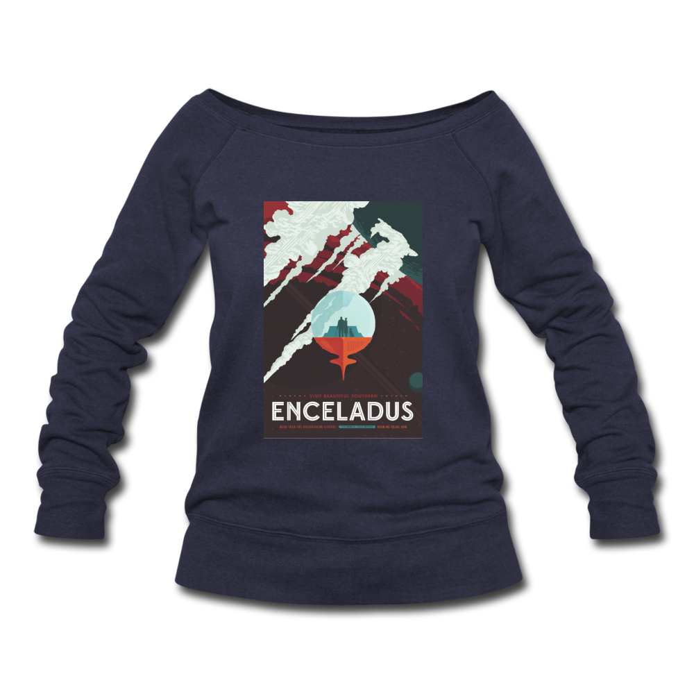 "Enceladus' Icy Jets" Women's Wideneck Sweatshirt - melange navy