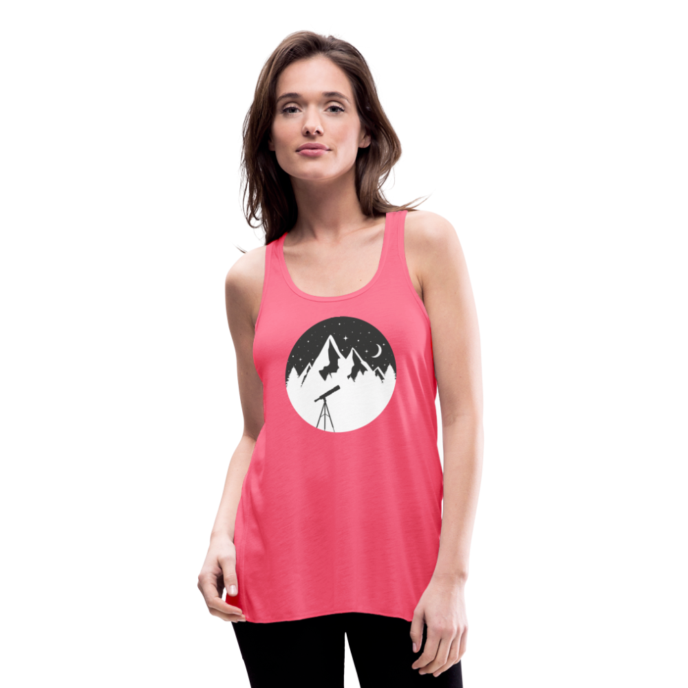 Women's Flowy Tank Top - Telescope Mountain - neon pink
