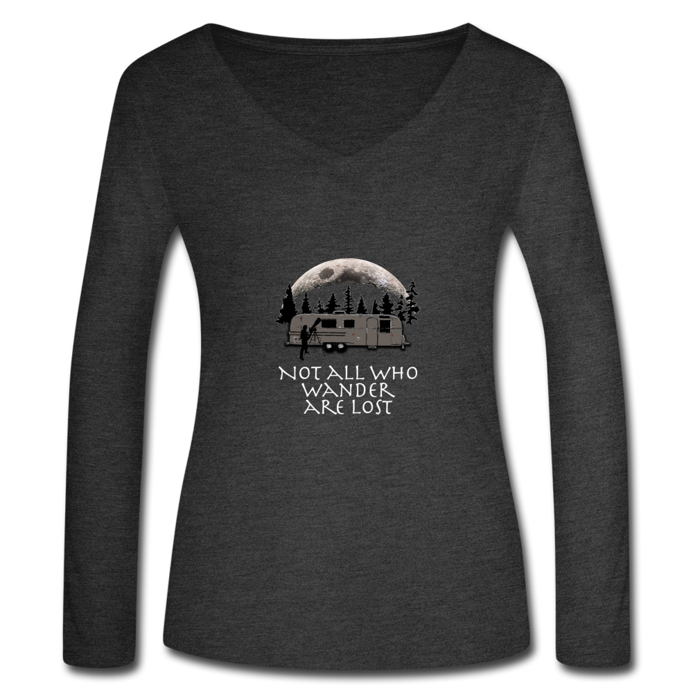 Women’s Long Sleeve  V-Neck Flowy Tee - deep heather