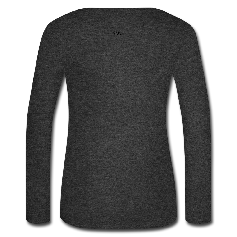 Women’s Long Sleeve V-Neck Flowy Tee - deep heather