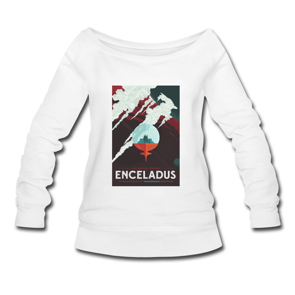 "Enceladus' Icy Jets" Women's Wideneck Sweatshirt - white