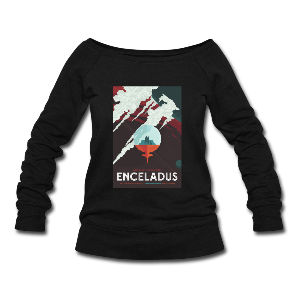 "Enceladus' Icy Jets" Women's Wideneck Sweatshirt - black