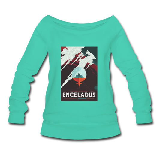 "Enceladus' Icy Jets" Women's Wideneck Sweatshirt - teal