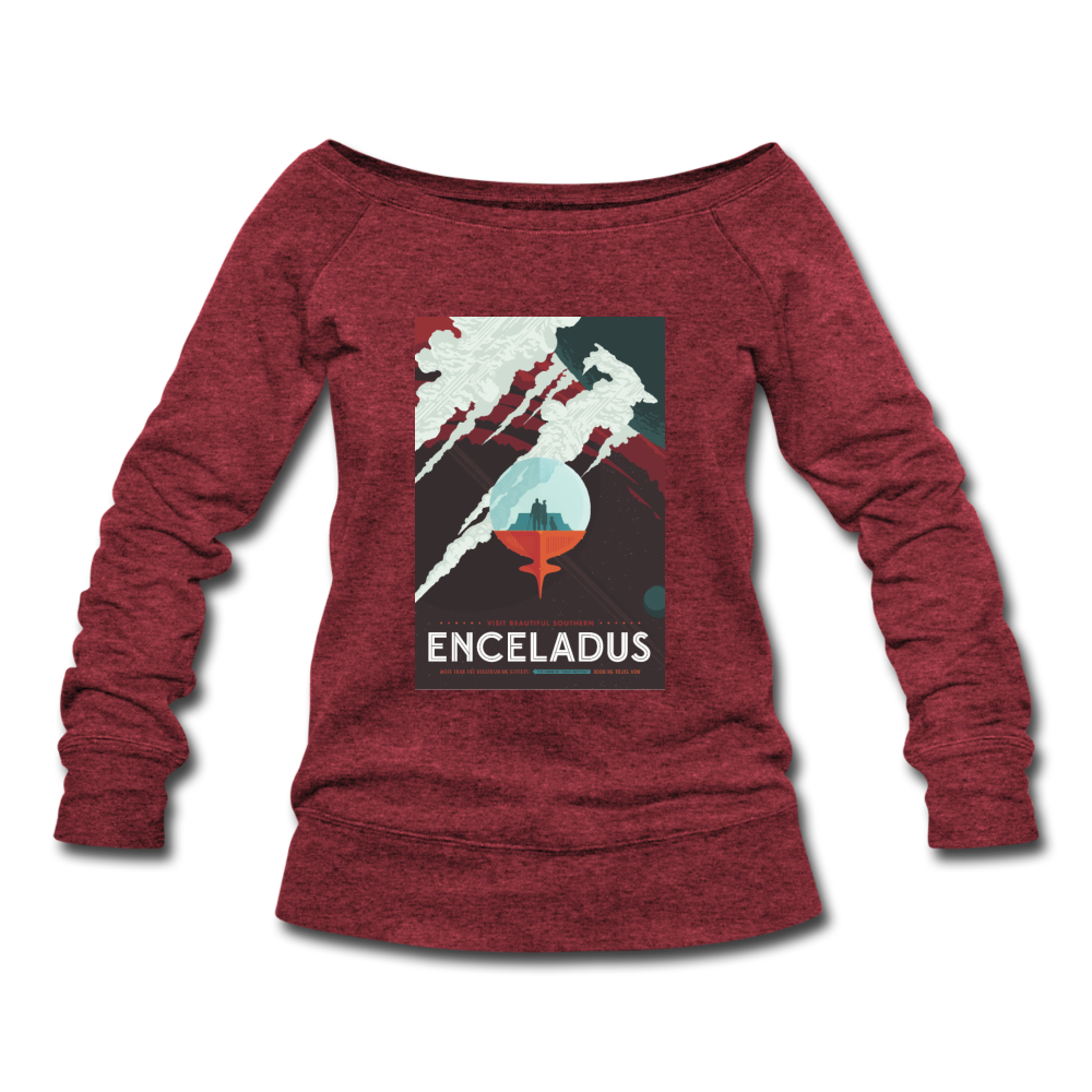"Enceladus' Icy Jets" Women's Wideneck Sweatshirt - cardinal triblend