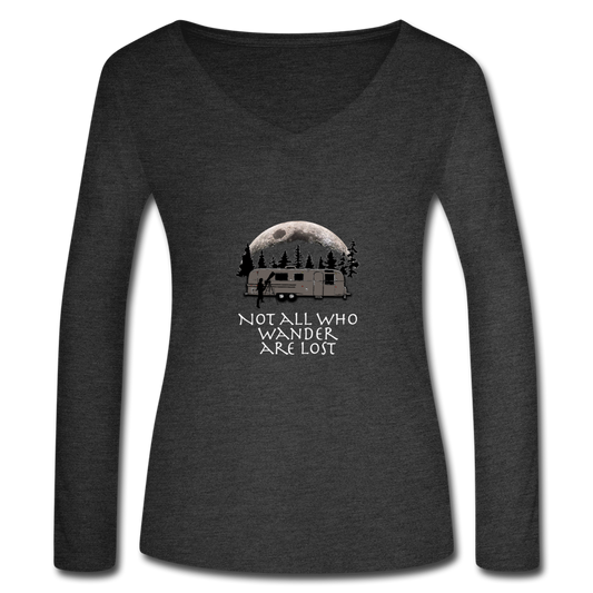 Women’s Long Sleeve  V-Neck Flowy Tee - deep heather